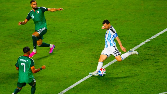 Highest Goal Scorer in FIFA World Cup: Argentina's Lionel Messi shoots and scores their third goal against Algeria during the World Cup Group J soccer match in Kansas City. (AP Photo)