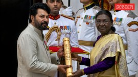 Mammootty received the Padma Bhushan from President Droupadi Murmu in New Delhi.