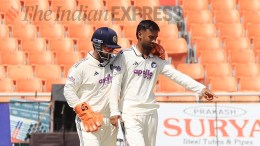 Suthar's figures of 6 for 33 were the third best by any Indian bowler in an innings on debut. (Express Photo by Kamleshwar Singh)