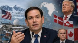 Marco Rubio was questioned by lawmakers about Donald Trump’s earlier claims that the US needs to control Greenland for security reasons. When asked whether Greenland is part of Denmark, Rubio replied, “For now.” (AI-generated image)