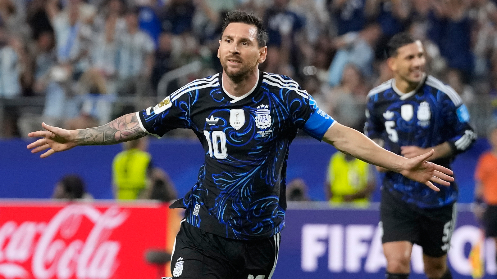 Messi equalled the World Cup free-kick goals record with his second strike and 19th goal overall in the tournament. (AP Photo)