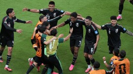 Luis Romo's goal helped Mexico pip South Korea to become the first team to reach the World Cup knockouts on Friday. (AP Photo)