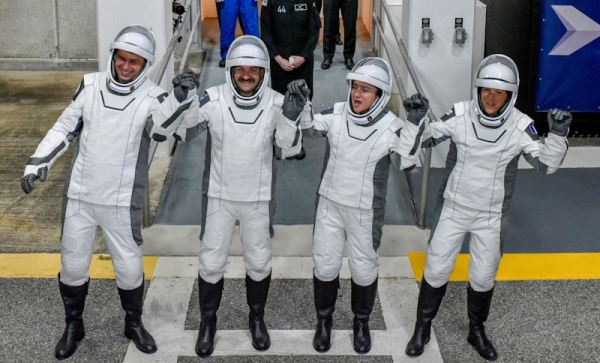 Fedyaev, Hathaway, Meir and Adenot in Cape Canaveral, Florida, February 13, 2026. (REUTERS)