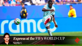 France's Ousmane Dembele scores his side's second goal during the World Cup Group I soccer match between Norway and France in Foxborough, Mass., near Boston, Friday, June 26, 2026. (AP Photo)