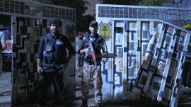 A Paramilitary soldier stands guard at the site of an explosion, in Karachi, Pakistan, Sunday, June 28, 2026. (AP Photo/Ali Raza)