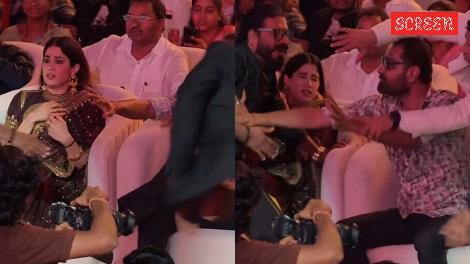 Janhvi Kapoor left shaken as Ram Charan fan rushes at him; star’s MMA bodyguard steps in