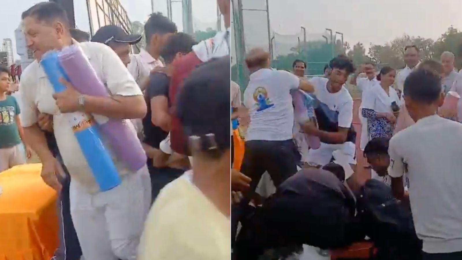 On Yoga Day, chaos erupts as attendees rush to loot yoga mats in UP: watch