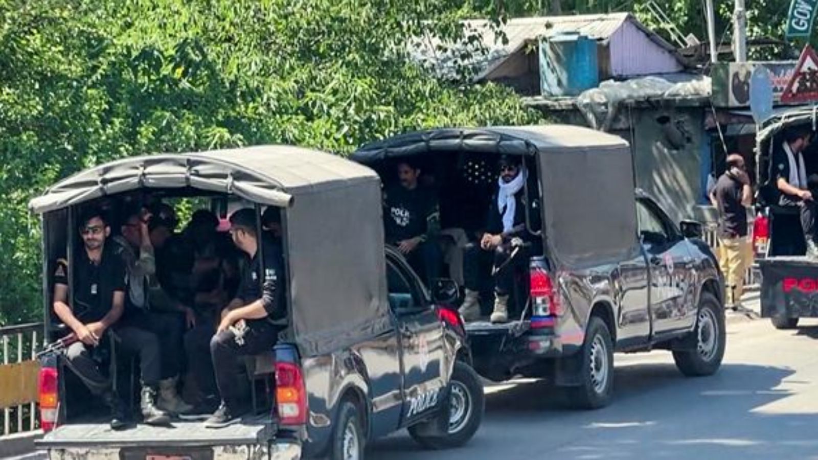 Police officials patrol an area amid the ongoing violence in PoK, where 11 people, including four police officers, were killed and hundreds injured during violent clashes, in Muzaffarabad, Pakistan-occupied Kashmir, Tuesday, June 9, 2026. (PTI Photo)