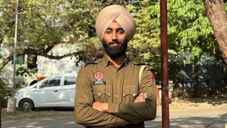 Punjab Police constable Gursimran Singh (Express Photo)