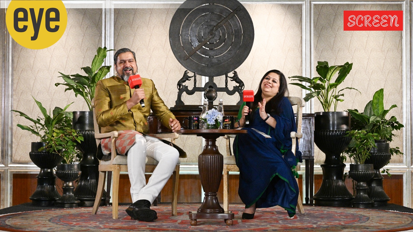 Ricky Kej (left) in a conversation with Suanshu Khurana, Senior Assistant Editor, The Indian Express