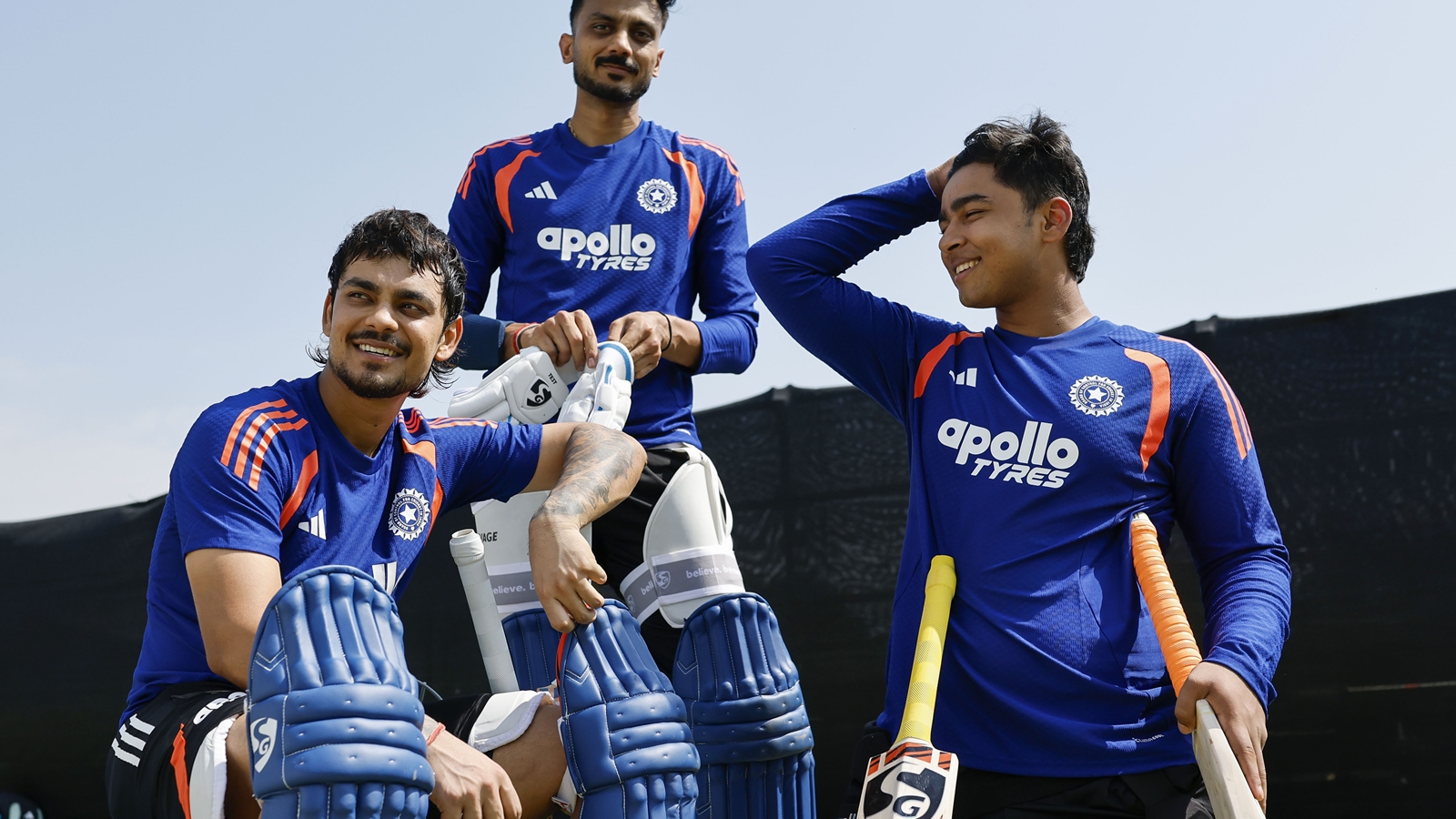 Ishan Kishan, Axar Patel and Vaibhav Sooryavanshi during a training session ahead of the first T20I against Ireland. (BCCI Photo)