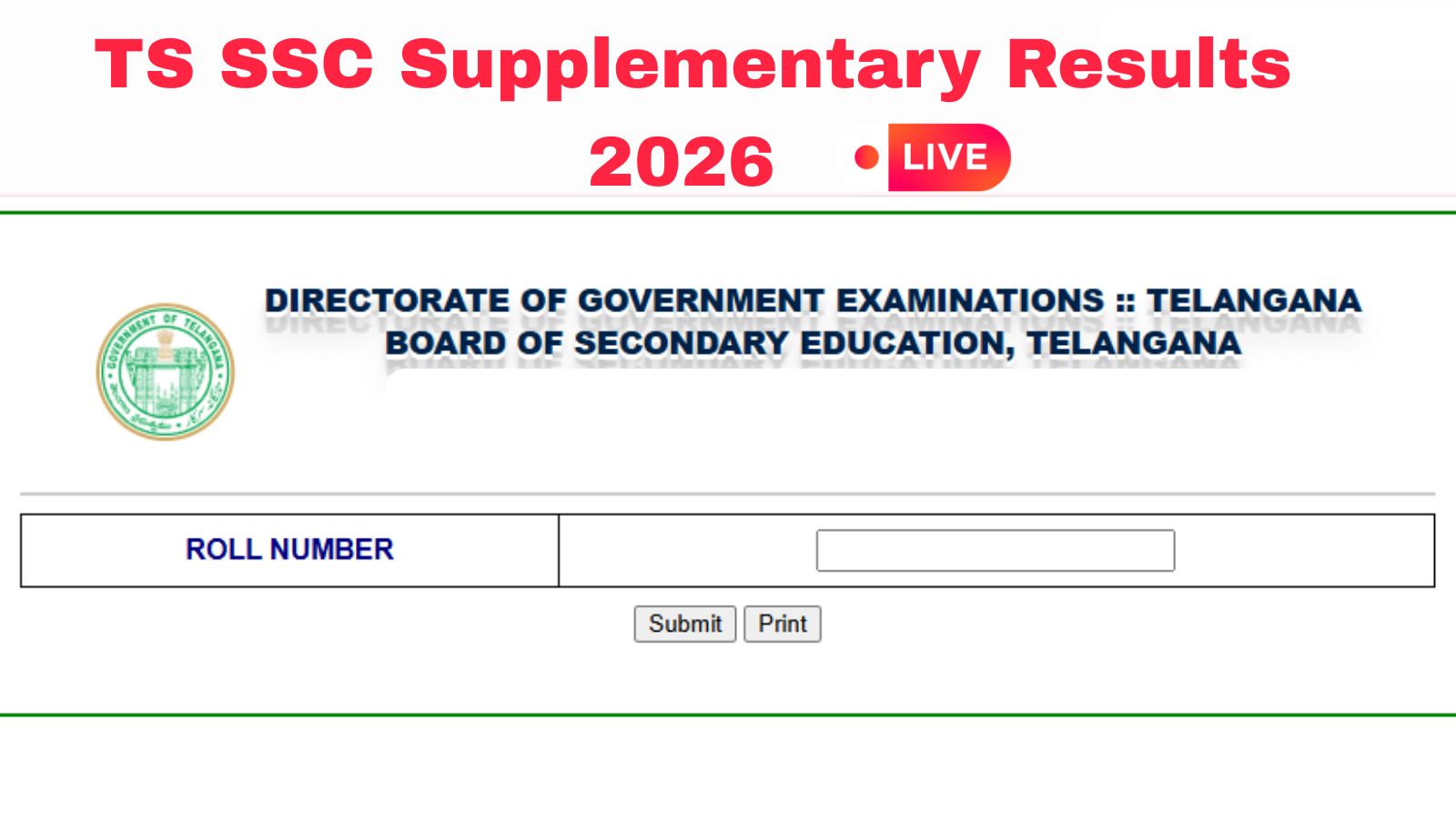 Telangana TS SSC 10th Supply Result 2026 Live Updates: Result releasing today bse.telangana.gov.in