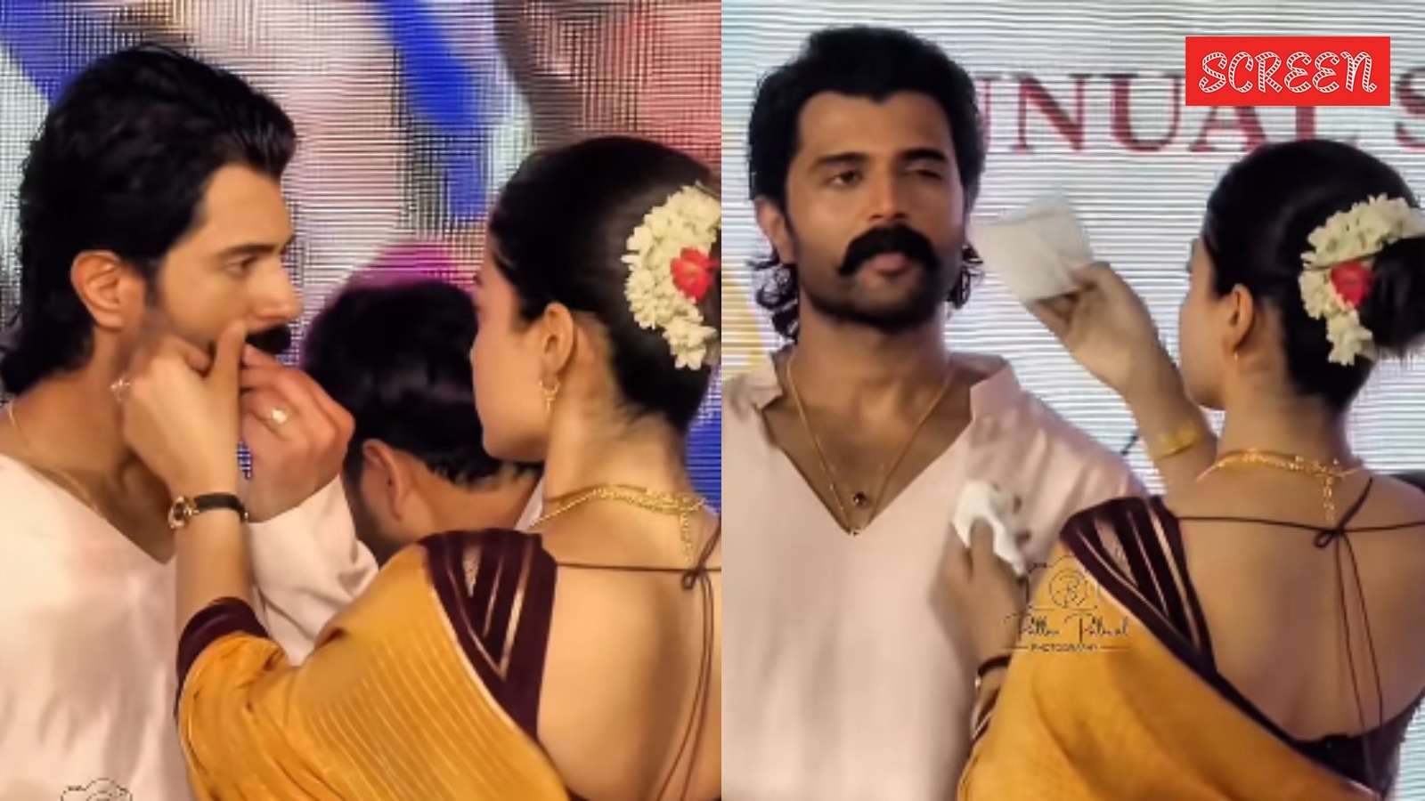 Rashmika Mandanna wipes Vijay Devarakonda’s sweat in adorable clip from village visit. Watch