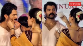 Rashmika Mandanna wipes Vijay Devarakonda's sweat in adorable clip from village visit