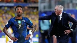 At Real Madrid and now with Brazil, coach Carlos Ancelotti has brought the best out of Vinicius. (AP Photo)