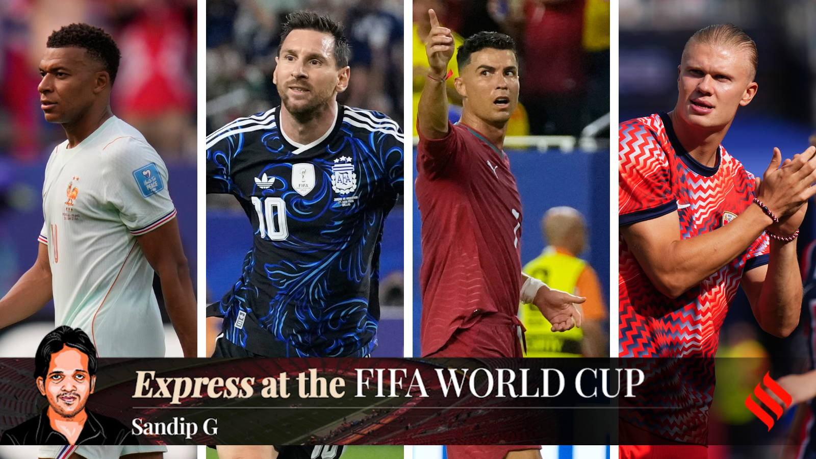  Messi, Mbappe, Haaland and Ronaldo have set up a golden boot race unlike no other. (AP Photo)