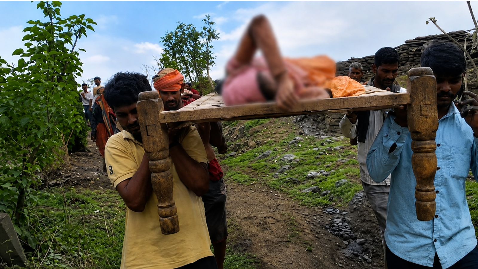 No ambulance, no bridge: Woman gives birth while carried on cot across river, video goes viral