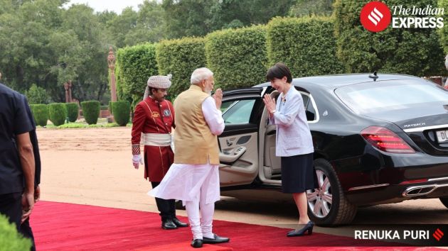 Prime Minister Narendra Modi received and warmly welcomed his Japanese counterpart on her arrival