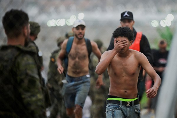 A migrant from Morocco gestures as he arrives at the Spanish border, in Ceuta, Spain, July 31, 2026. (REUTERS)