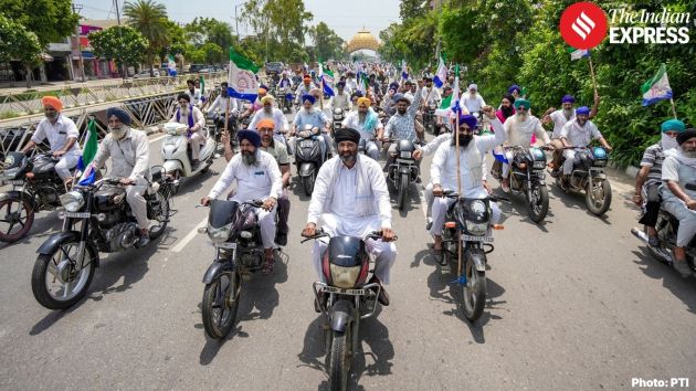 Farmers took out a motorcycle march on Wednesday in Punjab's Hoshiarpur to protest against the proposed India-US trade deal