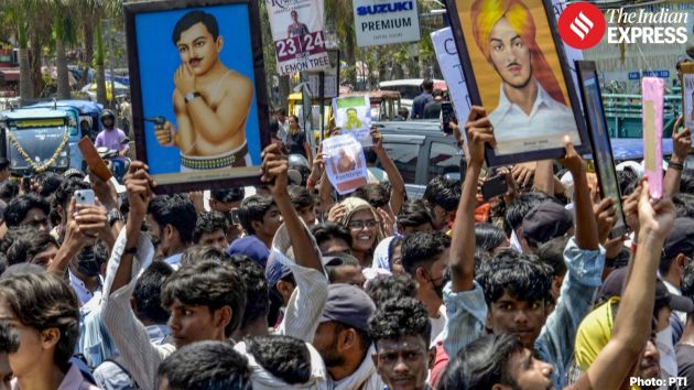 Members of left-wing student organisations staged demonstrations and clashed with police in several districts of Bihar on Saturday