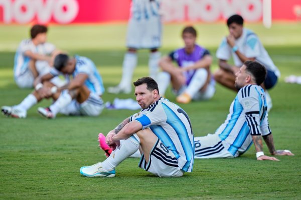 Messi (10) reacts after the World Cup final. (AP Photo/Ashley Landis)