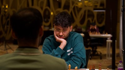 The contest between Alireza Firouzja and Arjun Erigaisi ended in a draw, despite the Indian's best efforts. (Chennai Grand Masters Photo)