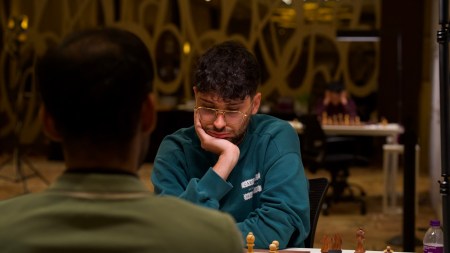 The contest between Alireza Firouzja and Arjun Erigaisi ended in a draw, despite the Indian's best efforts. (Chennai Grand Masters Photo)