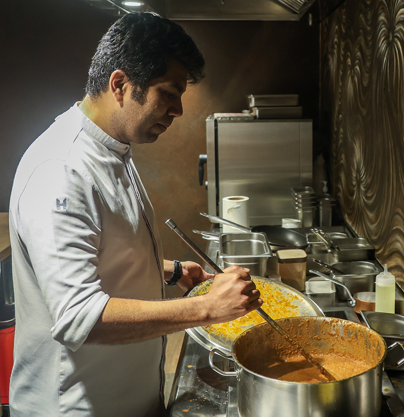The chef in the restaurant kitchen