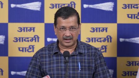 Former Delhi Chief Minister and AAP chief Arvind Kejriwal speaks at a Press Conference in New Delhi. (Screengrab/PTI)