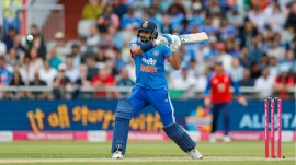 Axar Patel of India during the 2nd T20 International match between England and India at the Old Trafford, Manchester, England on July 4, 2026.