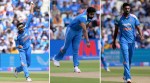 India's Axar Patel, Jasprit Bumrah and Gurnoor Brar in action during first ODI vs England. (AP)