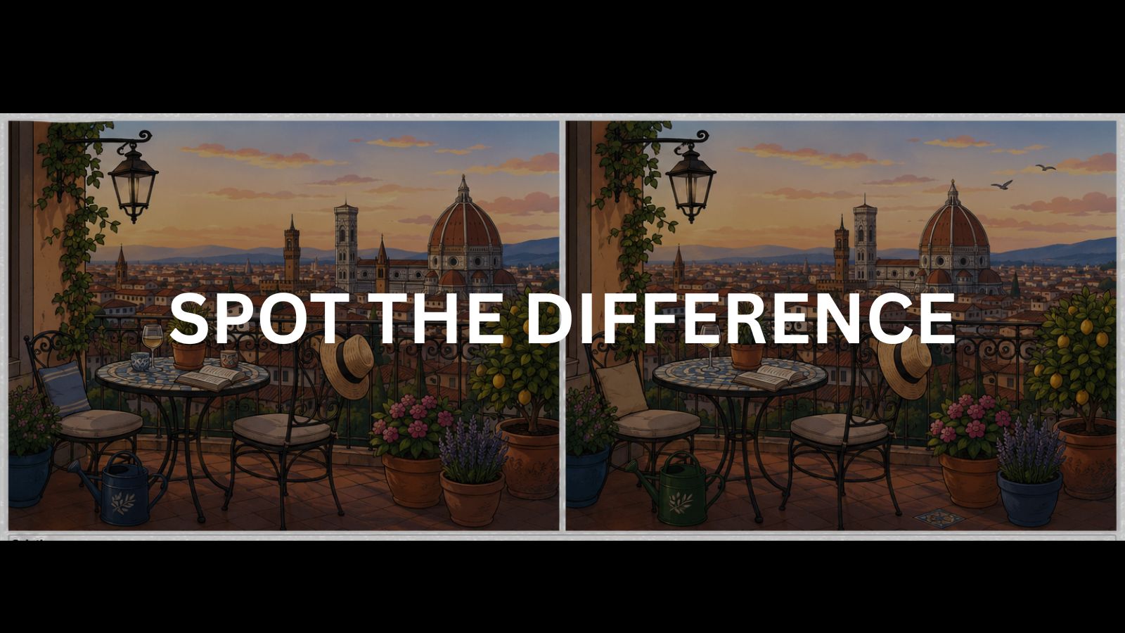 Can you spot all the hidden differences in these balcony scenes in 60 seconds?