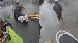 Instead of riding past, he stops and asks, "Ma'am, help chahiye?"