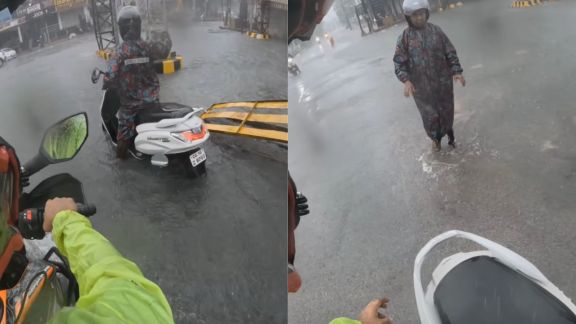 Instead of riding past, he stops and asks, "Ma'am, help chahiye?"