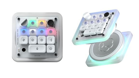 The Codex Micro combines a compact mechanical macropad with dedicated AI agent keys, a joystick, and a rotary dial. (Image: Work Louder)