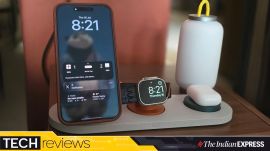 The DailyObjects Node modular charging ecosystem lets users customise their wireless charging setup with interchangeable modules. (Image: The Indian Express/ Nandagopal Rajan)