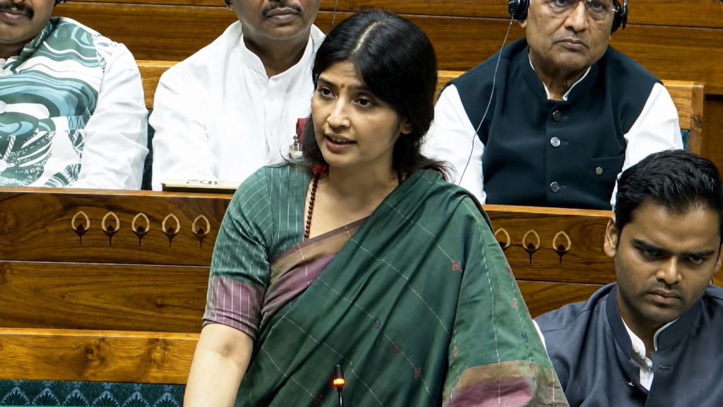 Speaking in the Lok Sabha during the debate on the Public Examinations (Prevention of Unfair Means) Amendment Bill, 2026, Samajwadi Party MP Dimple Yadav praised the resolve of students and youth, saying they were not intimidated by what she described as an “egoistic government.” (Photo: Videograb/Sansad TV/Enhanced using AI)