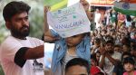 CJP founder Abhijeet Dipke (far left). protestors at Jantar Mantar Saturday. (Express Photo by Tashi Tobgyal)