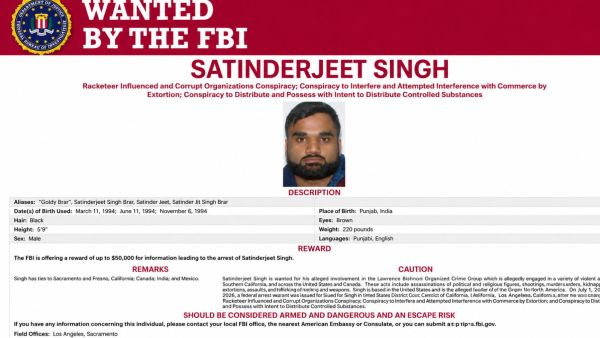 Goldy Brar, FBI, Goldy Brar FBI reward, Lawrence Bishnoi gang, Satinderjeet Singh, Sidhu Moosewala murder, Operation Hard Ball, Indian express news, Lawrence Bishnoi