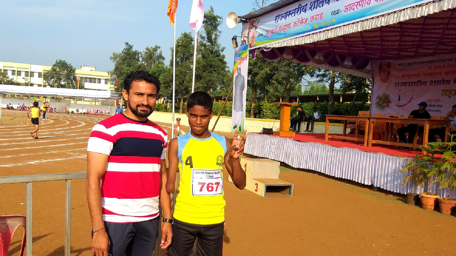 Coach Vaijnath Kale with Dilip Gavit. (Special Arrangement)