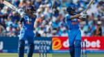 India's Axar Patel and Shubman Gill bat against England in the 1st ODI. (CREIMAS)