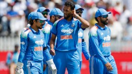 Prasidh Krishna of India celebrates the wicket of Jacob Bethell during the 3rd ODI International match between England and India at the Lord's Cricket Ground, London, England on July 19, 2026.