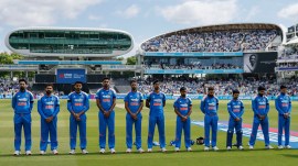 Indian players wear black armbands during 3rd ODI vs England. (CREIMAS FOR BCCI)