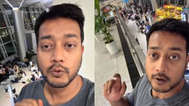 Indians sitting on airport floors