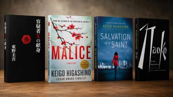 Keigo Higashino's The Devotion of Suspect X (Japanese edition), Malice, Salvation of a Saint, and Naoko showcase the range of the author's psychological thrillers, from locked-room mysteries to haunting explorations of identity and morality.