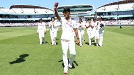 Kranti Gaud of India celebrates after taking her 5th wicket during the presentation of the during Day 2 of the Only Test match between England Women and India Women at Lord's Cricket Ground, London, England, on July 11, 2026.
