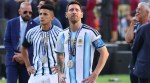 Argentina's Lionel Messi reacts after losing to Spain in the World Cup final soccer match between Spain and Argentina in East Rutherford, N.J., near New York, Sunday, July 19, 2026. (AP Photo/Pamela Smith)