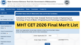 MHT CET 2026 Final Merit List