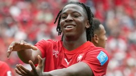 Switzerland's Johan Manzambi celebrates after scoring during the FIFA World Cup 2026. (AP)